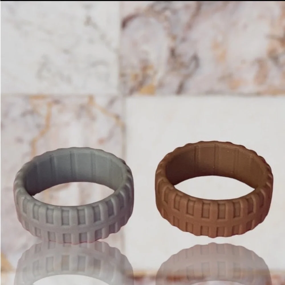 NEW Fine Fashion Unisex Any-Activity Silicon Grooved Ring 2-PACK (Sizes10-11)